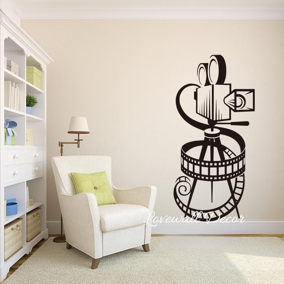 Movie Camera Film Wall Sticker Kids Room Living Room Reel Home Cinema Vintage Wall Decal Bedroom Baby Nursery Vinyl Home Decor 57cmx28cm