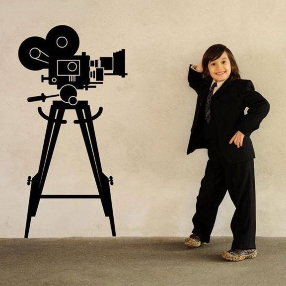Movie Camera Lights Camera Action Vinyl Wall Sticker Home Decor Removable Office Studio Decal Self Adhesive Mural Wallpaper 42x82cm