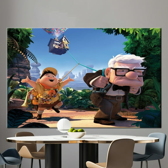 Up Movie Canvas Gift, Canvas Home Decor, Canvas Art, 3D Printed Canvas, Carl Fredricksen Art Canvas, Cute Dog Canvas Print, Canvas Wall Decor - Rolled Canvas