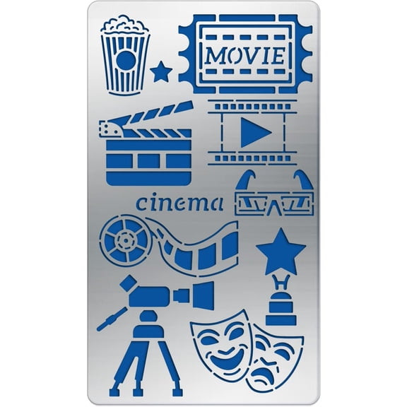 Movie Cinema Stencils Popcorn/3D Glasses Template Stencils for Scrapbooking and Bullet Journaling