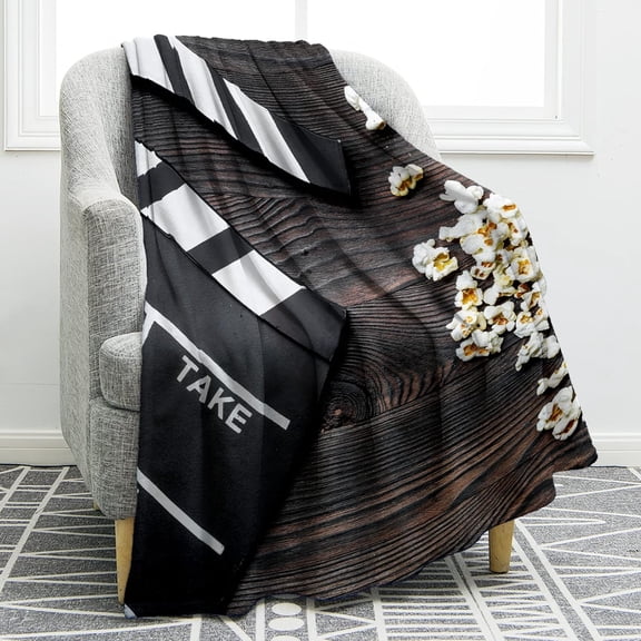 Movie Clapboard Gifts Throw Blanket, Gifts for Women Men Movie Lover, Theater Home Film Cinema Decor Popcorn Gifts for Adult Boy Girl Director, Christmas Birthday Valentines Day Acting Gift