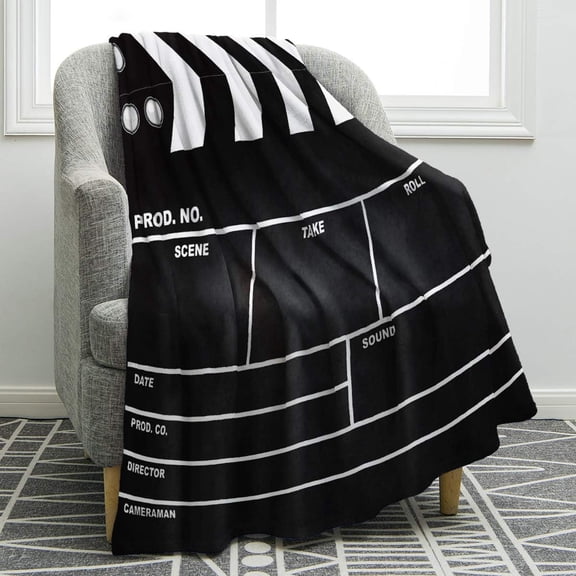 Movie Clapboard Gifts Throw Blanket, Theater Home Film Cinema Decor Gifts Ideas for Women Men Movie Lover Adult Boy Girl Actor Director Acting Gift