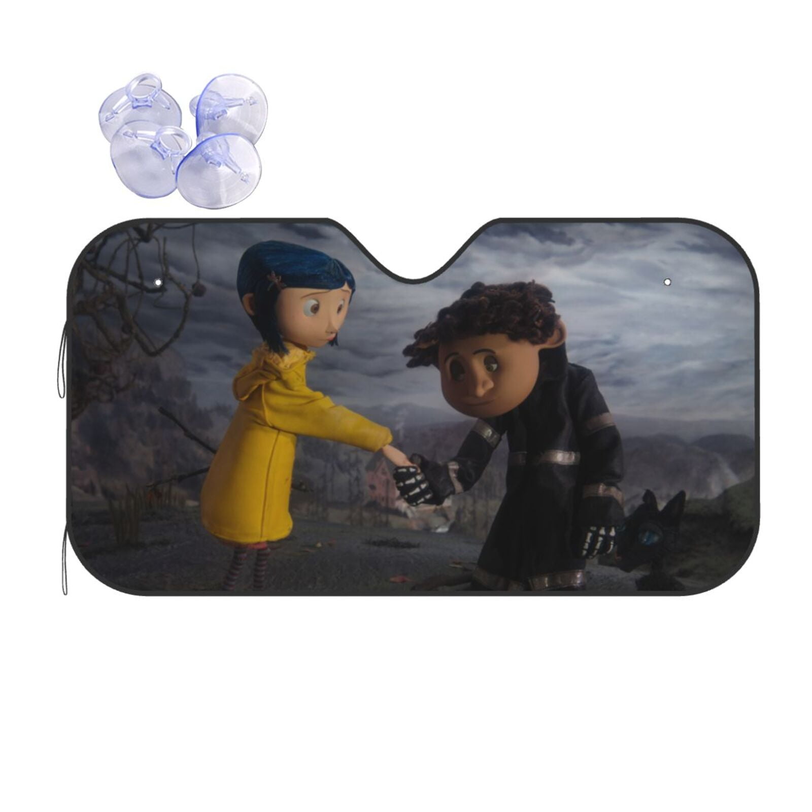 Movie Coraline Foldable Car Windshield Sunshade Automotive Front Window Sun Shade Visor