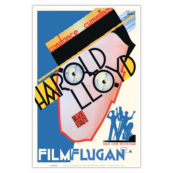 Movie Crazy - Starring Harold Lloyd, Constance Cummings - Vintage Swedish Film Movie Poster by Gösta Åberg c.1932 - Master Art Print (Unframed) 12in x 18in