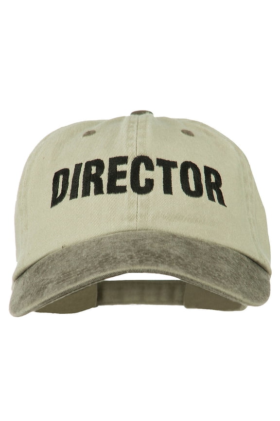 Movie Director Embroidered Washed Two Tone Cap - Beige Brown OSFM