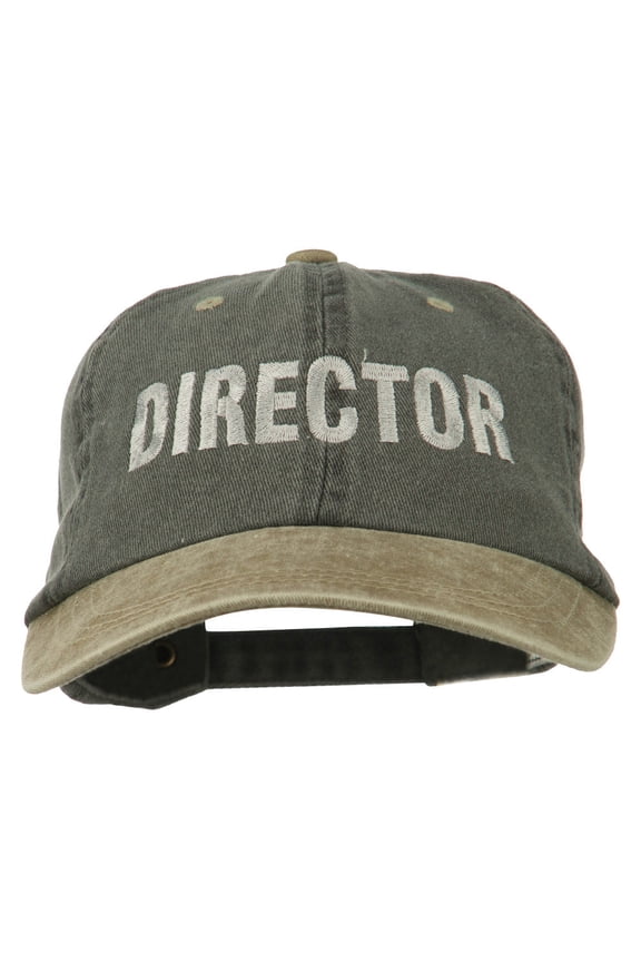 Movie Director Embroidered Washed Two Tone Cap - Black Khaki OSFM