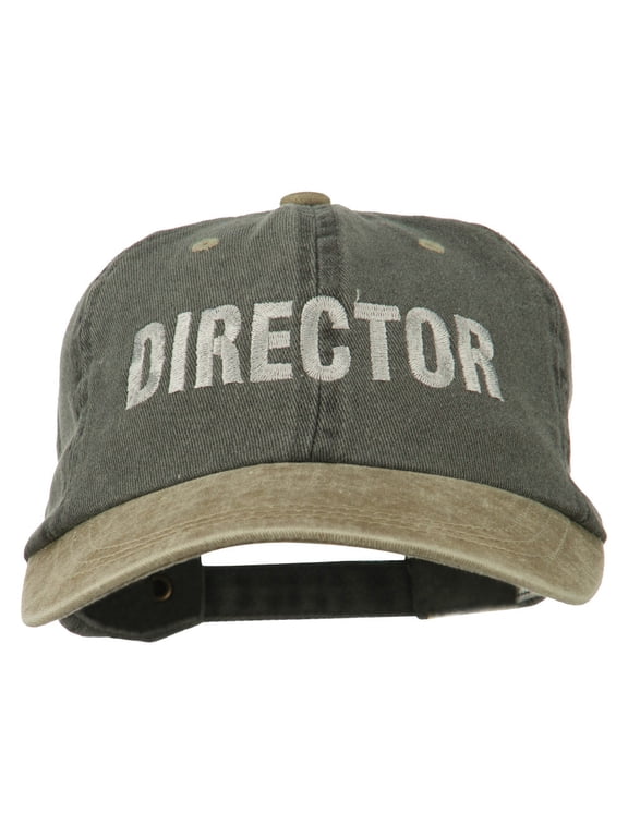 Movie Director Embroidered Washed Two Tone Cap - Black Khaki OSFM