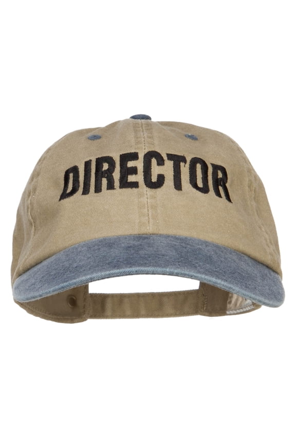 Movie Director Embroidered Washed Two Tone Cap - Khaki Navy OSFM
