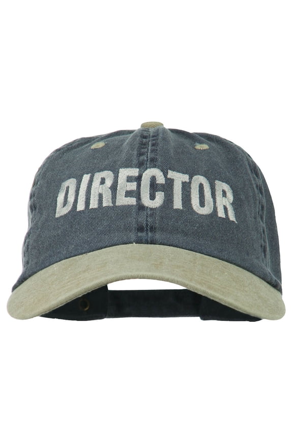 Movie Director Embroidered Washed Two Tone Cap - Navy Khaki OSFM