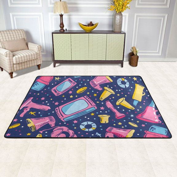 Movie Elements Area Rug Washable 72 x 48 Floor Carpet Mat Non Slip for Bedroom Living Room Kids Room Home Decor