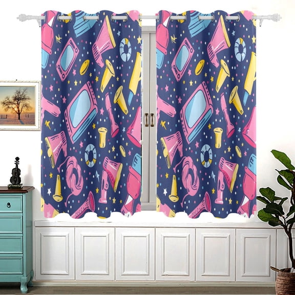 Movie Elements Black Out Curtains Aesthetic for Bedroom Living Room Sliding Glass Doors Kitchen Windows 2 panels set