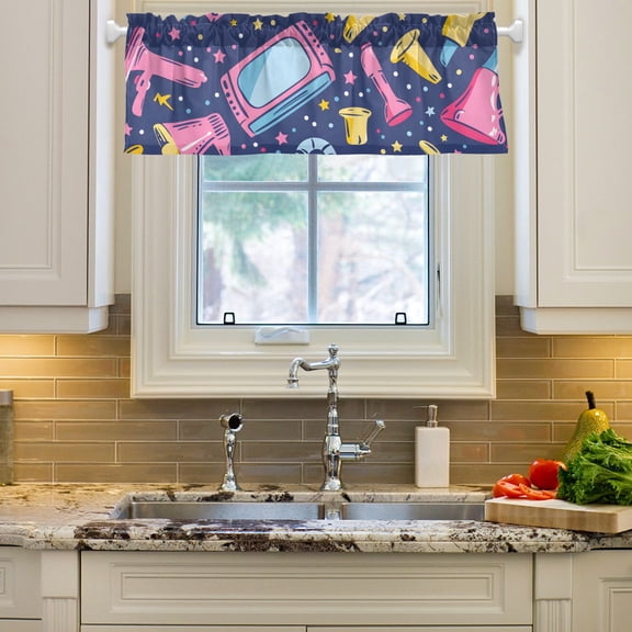 Movie Elements Curtain Valances Farmhouse Design Window Treatment Decor Blackout Rod Pocket for Windows Living Room Kitchen 54" x 18"