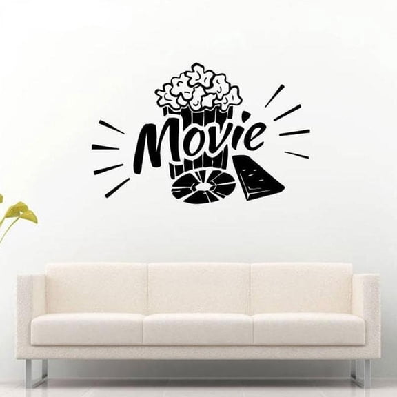 Movie Film Cinema Popcorn Theater Camera Action Comedy Drama Fantasy Wall Sticker Decal Vinyl Mural Home Decor Living Room 88x57cm