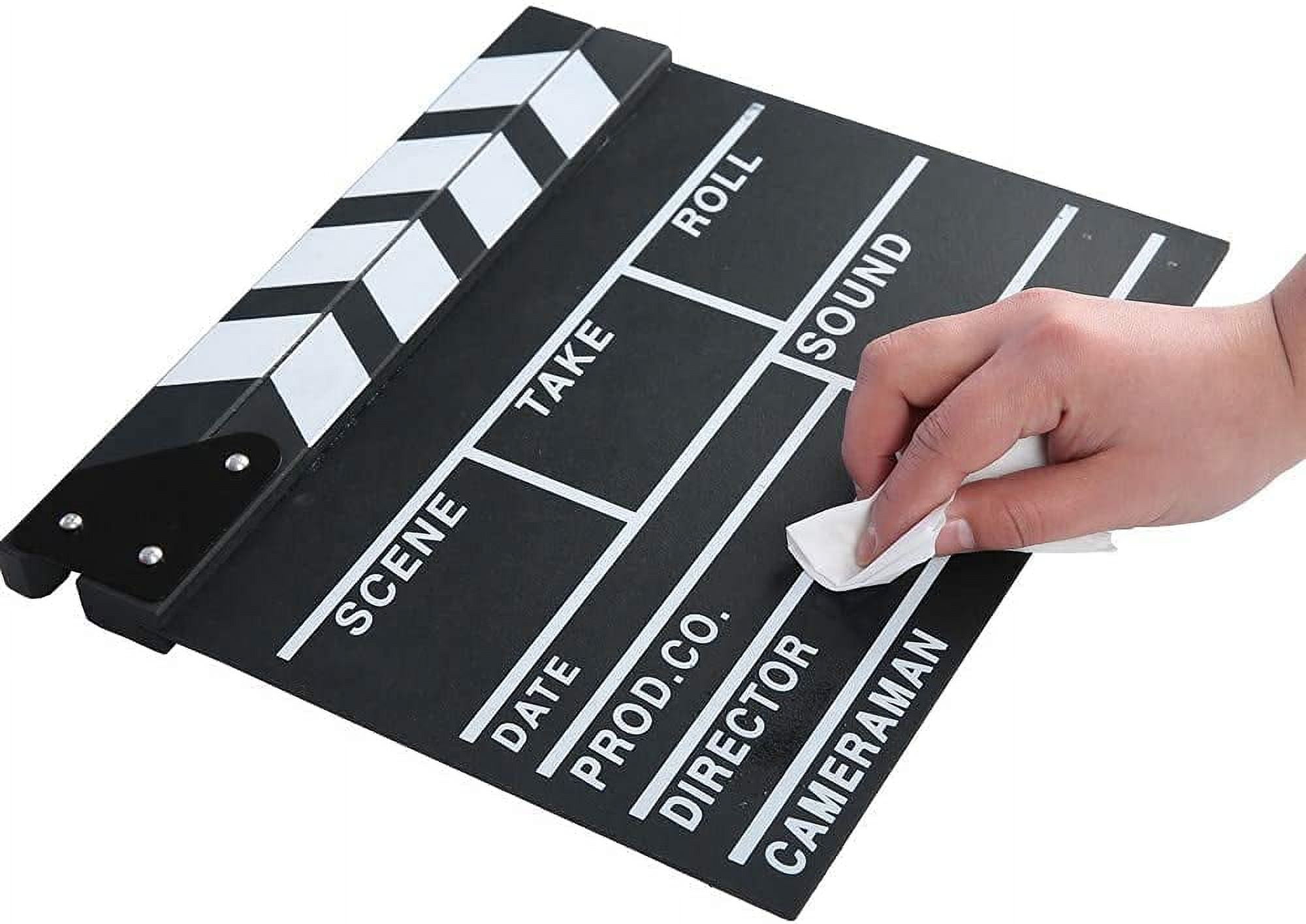 Clap De Cinéma En Bois Noir Et Blanc - 30.5 X 27.9 Cm - Accessoire Professionnel Pour Tournage, école Ou Déco