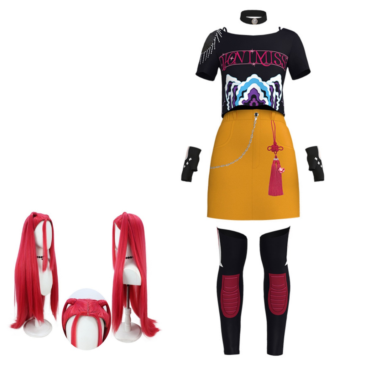 Costume Mira Chasseur De Démons Pour Fille - Set Cosplay Anime Avec Haut, Pantalon Et Perruque - Idéal Halloween, Carnaval Et Anniversaire