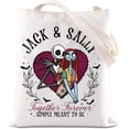thumbnail image 1 of Movie Inspired Gift Jack And Sally Lover Tote Bag Valentine Gothic Gift Simply Meant To Be Handbag, 1 of 6