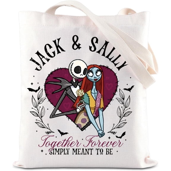 Movie Inspired Gift Jack And Sally Lover Tote Bag Valentine Gothic Gift Simply Meant To Be Handbag