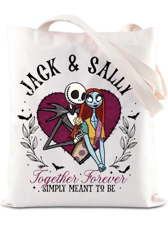 Movie Inspired Gift Jack And Sally Lover Tote Bag Valentine Gothic Gift Simply Meant To Be Handbag