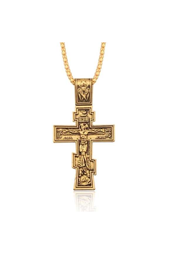 Movie John Wick Jesus Cross Necklace Crucifix Eastern Orthodox Prayer Big Pendant For Men Women Jewelry Accessories Gifts