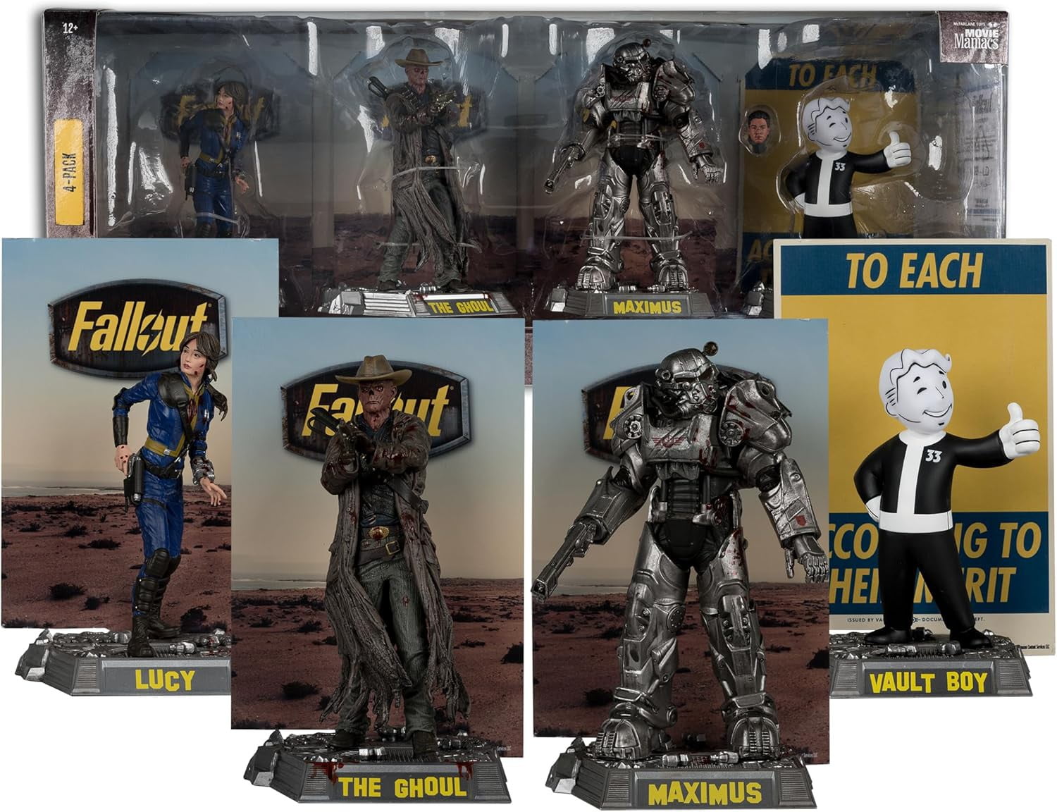 Movie Maniacs Fallout Lucy, Maximus, The Ghoul, and Vault Boy 6-Inch Posed Figure 4-Pack