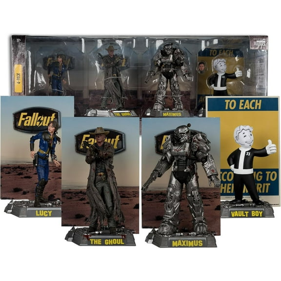 McFarlane Fallout Movie Maniacs Lucy, Maximus, The Ghoul & Vault Boy Posed Figure 4-Pack