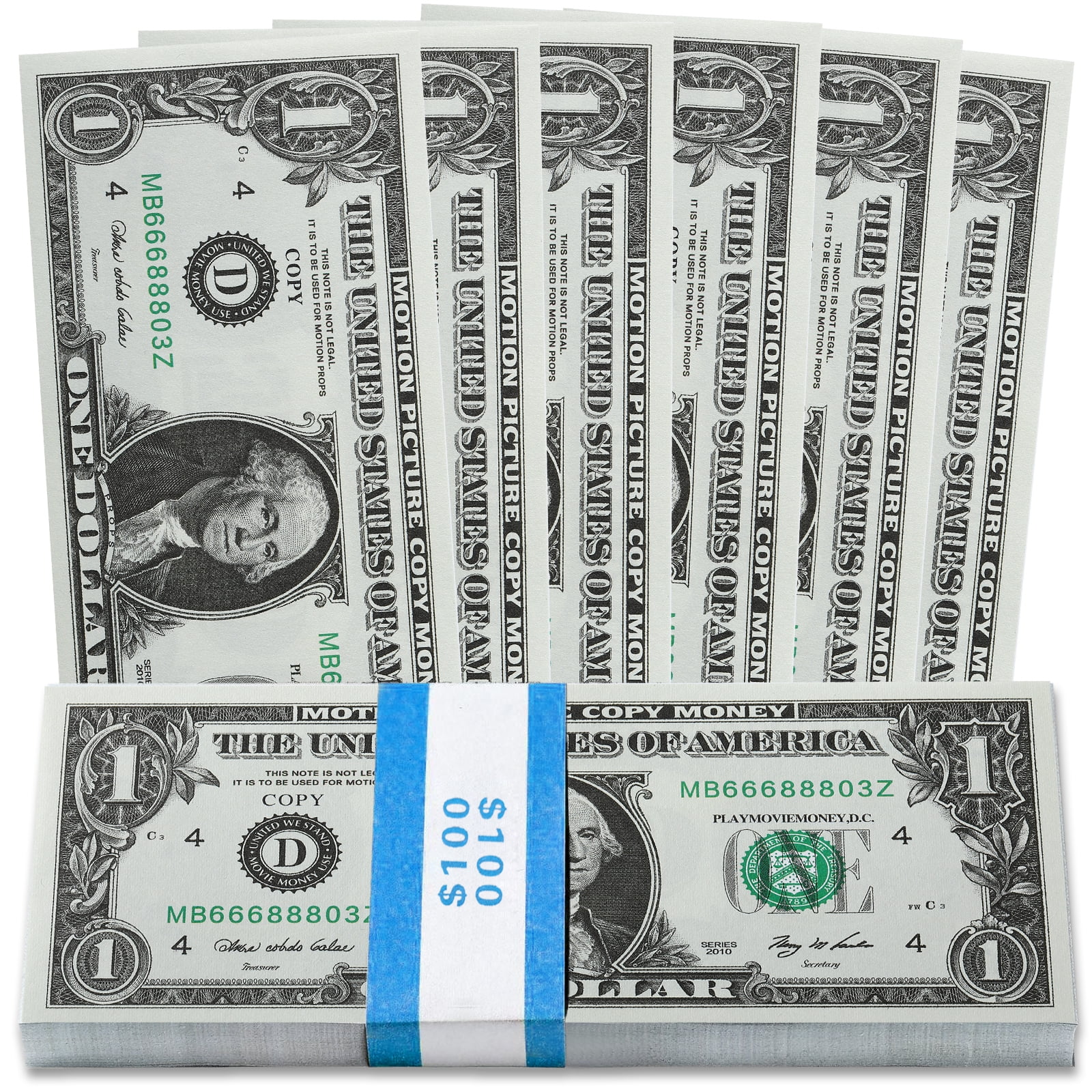 Movie Money Prop Money 1 Dollar Bills Realistic, Full Print 2 Sided Play  Money for Kids, Party and Movie Props, Fake Dollar Pranks for Adults