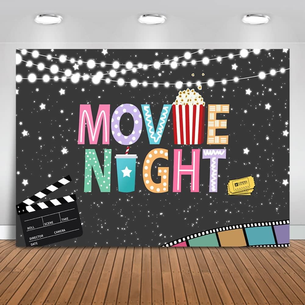 Movie Night Birthday Backdrop Outdoor Backyard Movie Night Party ...