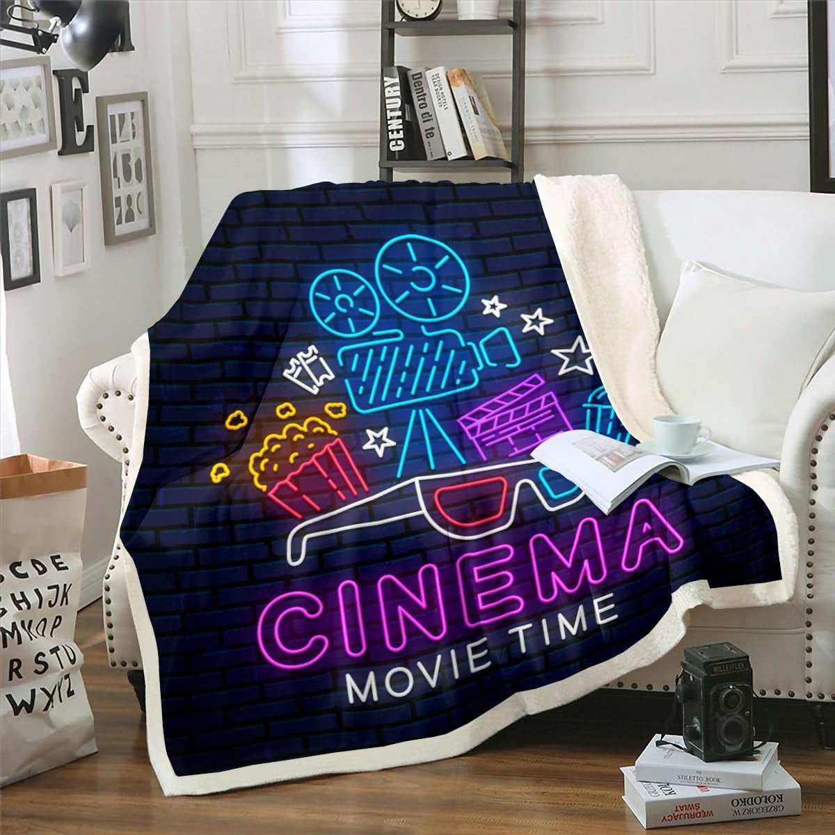 Movie Night Blanket for Boys Girls Family Home Theater Decor Throw