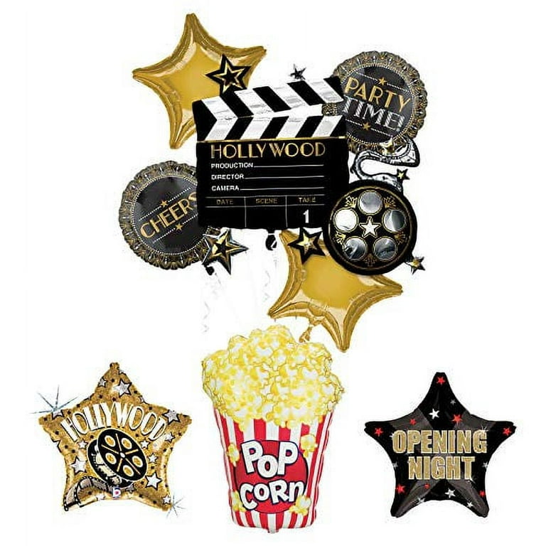 Movie Night Party Supplies Balloon Bouquet Decorations Hollywood Film  Clapper and Popcorn