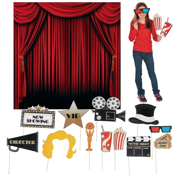 Movie Night Photo Booth Backdrop Kit - 14 Pc