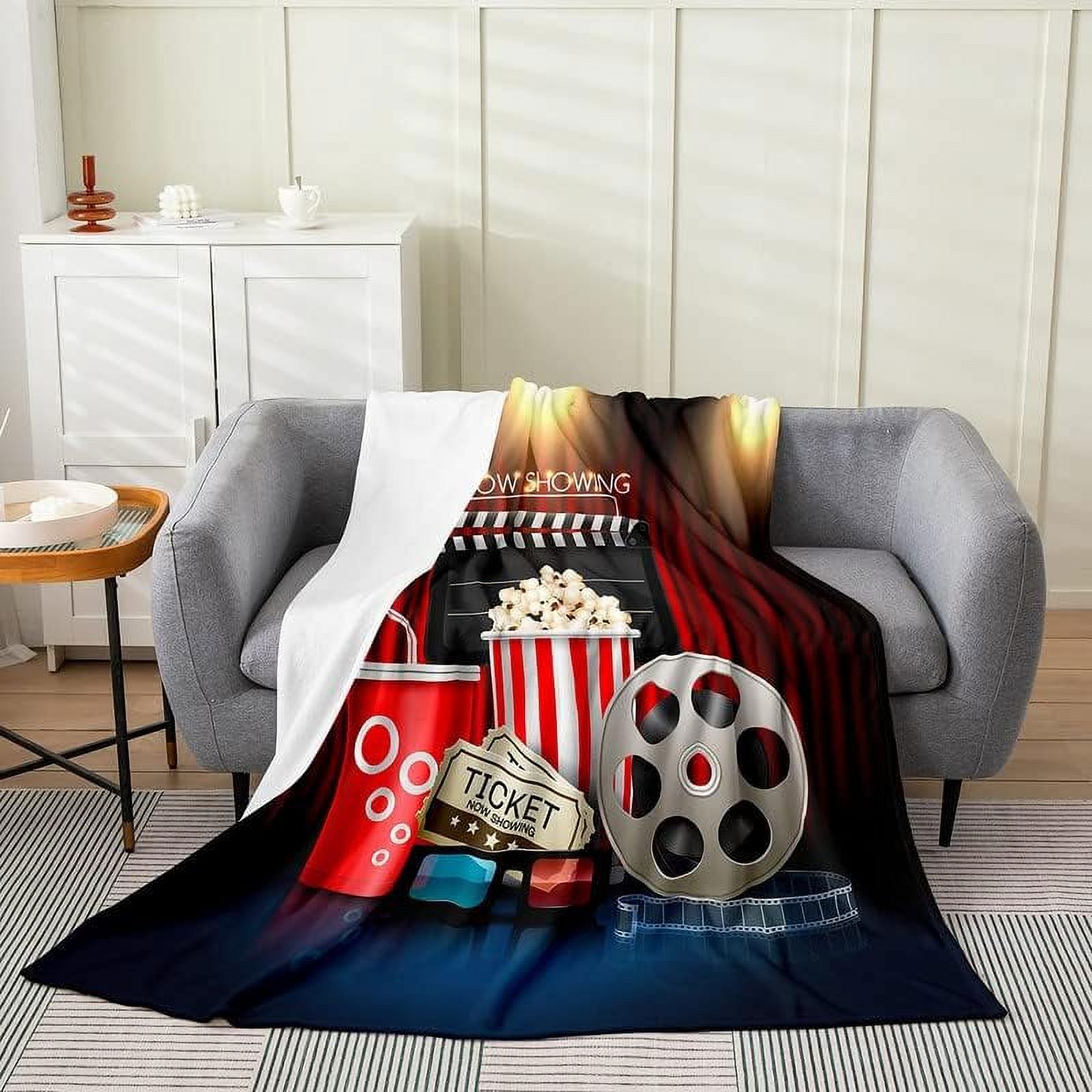 Movie Night Plush Throw Blanket, for Theater Cinema Poster Flannel