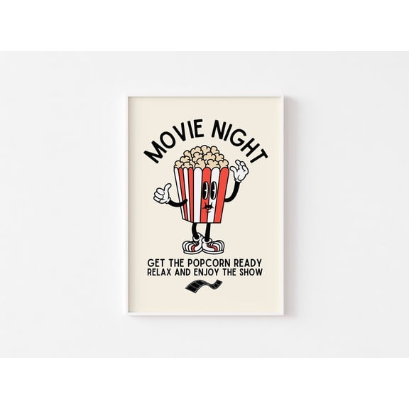 Movie Night Popcorn Retro Kitchen Poster Unframed Paper Print
