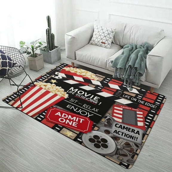 Movie Night Popcorn Set Carpet Soft Comfy Rug for Home Living Room Bedroom Doormat Decor Area Rug Non-slip Mat 40"x60"