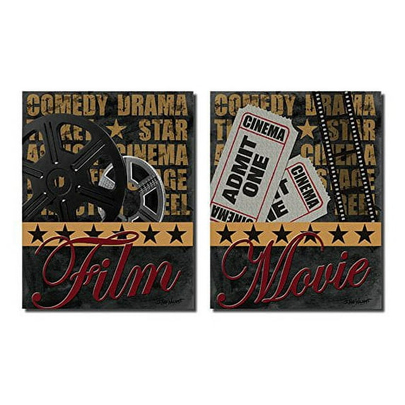 Movie Night! Retro, Vintage Movie Film Ad Poster; Two 11X14 Poster Prints