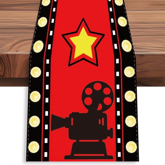 Movie Night Table Runner 13x72 Inch Red Carpet Kitchen Dining Table Decoration Movie Theater Theme Party Tables Runners
