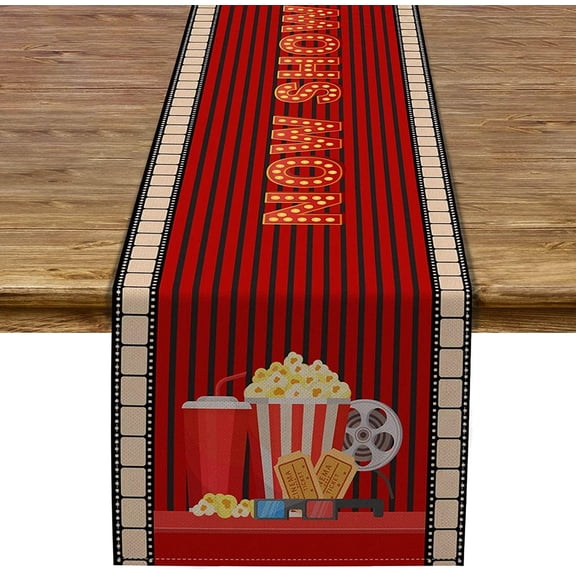 Movie Night Table Runner Now Showing Table Decor Movie Themed Party Kitchen Dining Home Decoration (13.8" x 108")