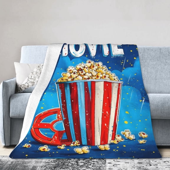 Movie Popcorn Gifts Blanket for Adult, Movie Theater Cinema Blanket Home Room Decor for Women Men, Flannel Soft Blanket for Bed Couch 50x40