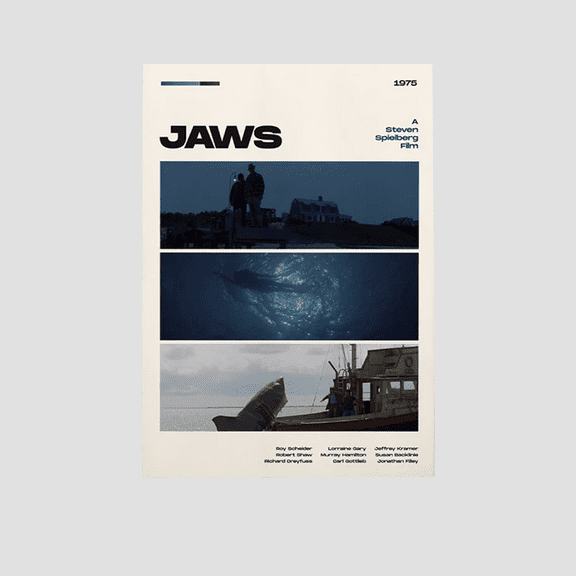 Movie Poster - Jaws 1975 50th Anniversary - Retro Style - Size 24x36 - Postora