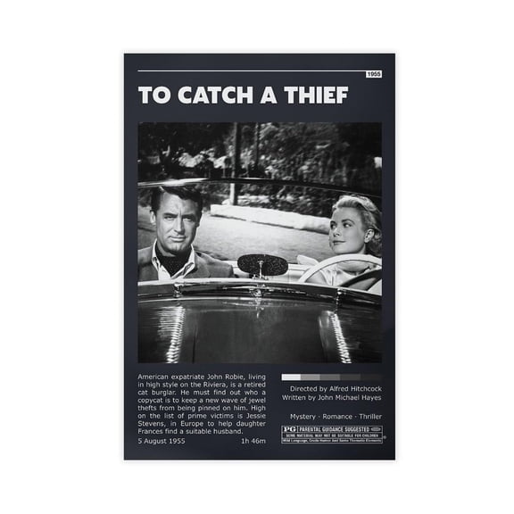 Movie Posters To Catch A Thief Living Room Bedroom Study Decoration1 Canvas Poster
