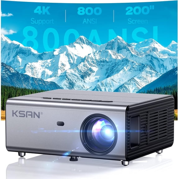 Movie Projector, [800 ANSI Lumen] Projector with WiFi 6 and Bluetooth 5.2, for Indoor Outdoor, 5W Speaker, Support 200inch, Video Proyector Compatible Phone/TV Stick/PC/PS4