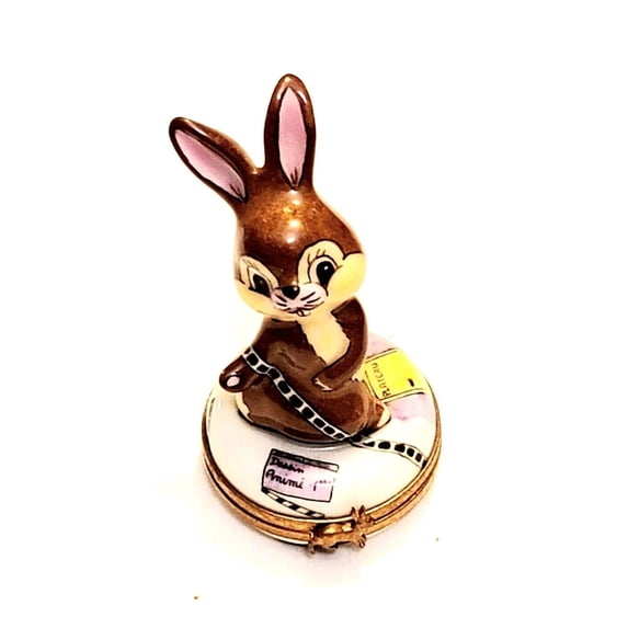 Movie Rabbit w Film Bunny Limoges Box Figurine Collectible Limoges Box Porcelain Figurine
