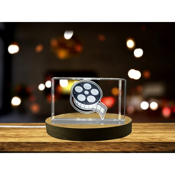 Movie Reel Crystal Sculpture - Beautiful 3D Engraved Crystal Gift