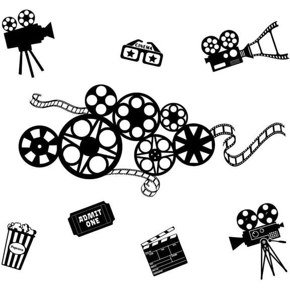 Movie Reel Wall Art Decals Abstract Antique Movie Theater Wall Decor Beautiful Movie Reel Wall Decor Contemporary Decorative Wall Art Film Reel for Home Office Studio Decor