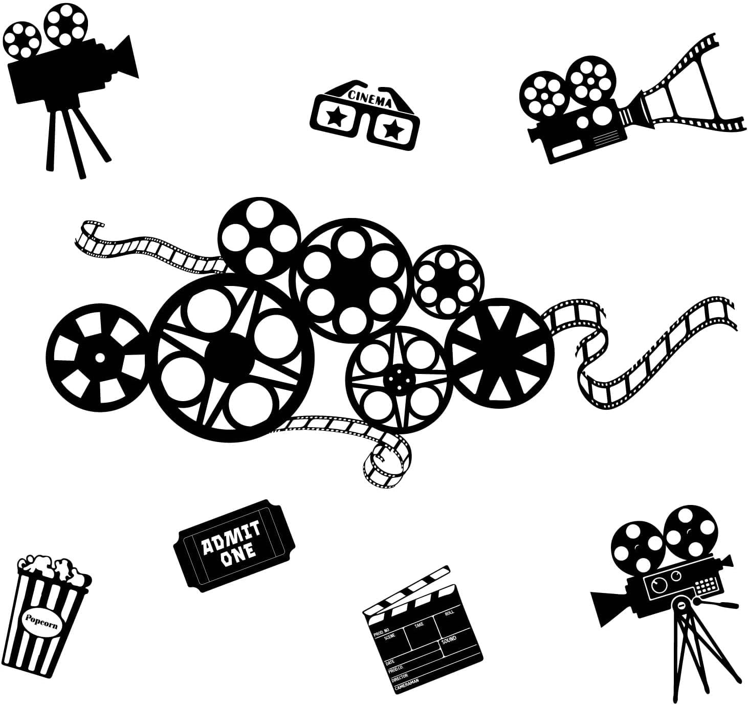 Movie Reel Wall Art Decals Abstract Antique Movie Theater Wall Decor