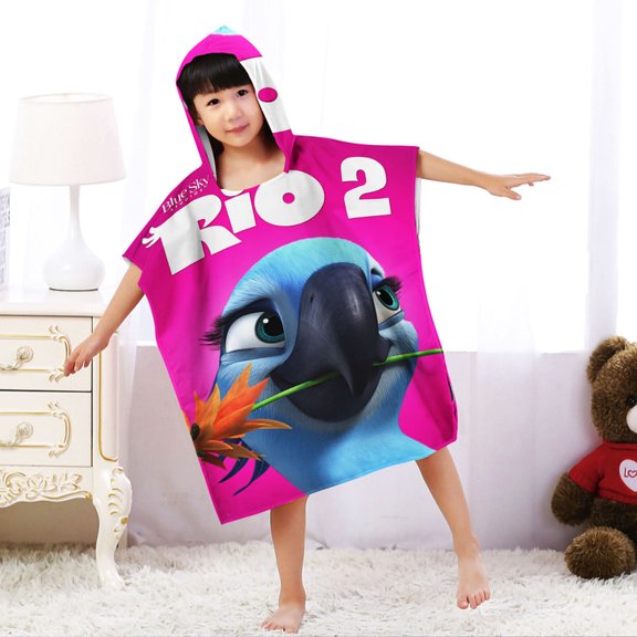 Movie Rio Hooded Poncho Towels, Soft & Absorbent Microfiber Beach Towel, Swimming Pool Changing Robe Bathrobe Bath Towel