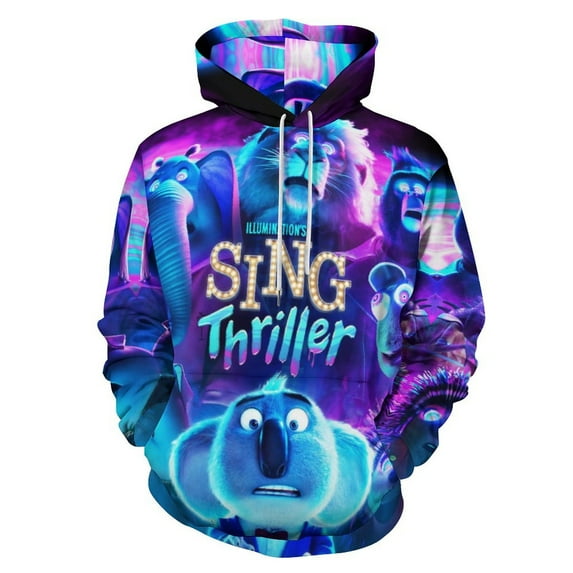 Movie Sing 2 Hoodie 3D Print Pullover Hooded Long Sleeve Sweatshirts Tops Blouse with Pocket for Mens Womens