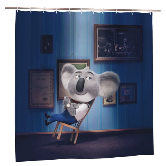 Movie Sing 2 Shower Curtain Sets, Funny Bathroom Shower Curtains, Waterproof Fabric for Bathroom Decor Bathtub with 12 Hooks 72x72in
