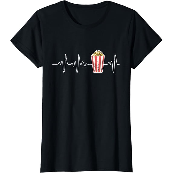 Movie Snack Popcorn Lover Heartbeat Gift Popcorn T-Shirt
