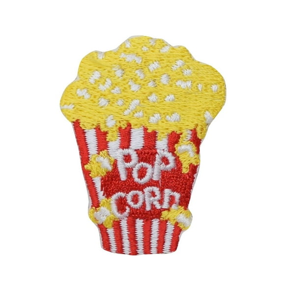 Movie Style Popcorn - Junk Food - Iron on Embroidered Patch Applique