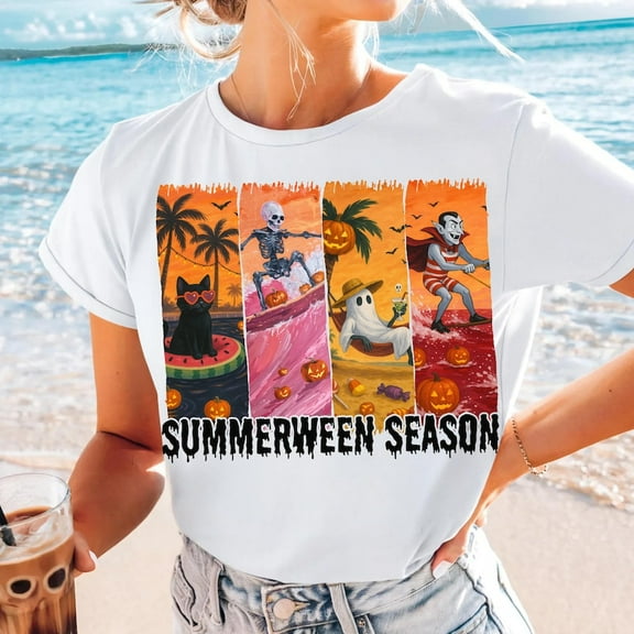 Movie Summer Popsicle Shirt, Summerween Ice Cream Halloween Tee, Funny Spooky Season Beach Shirt, Halloween Shirt for Fans